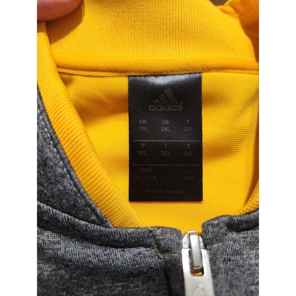 Los Angeles LAKERS Warm Up Jacket by ADIDAS Gray / Yellow Zip Front NBA Size 2XL - Picture 5 of 9
